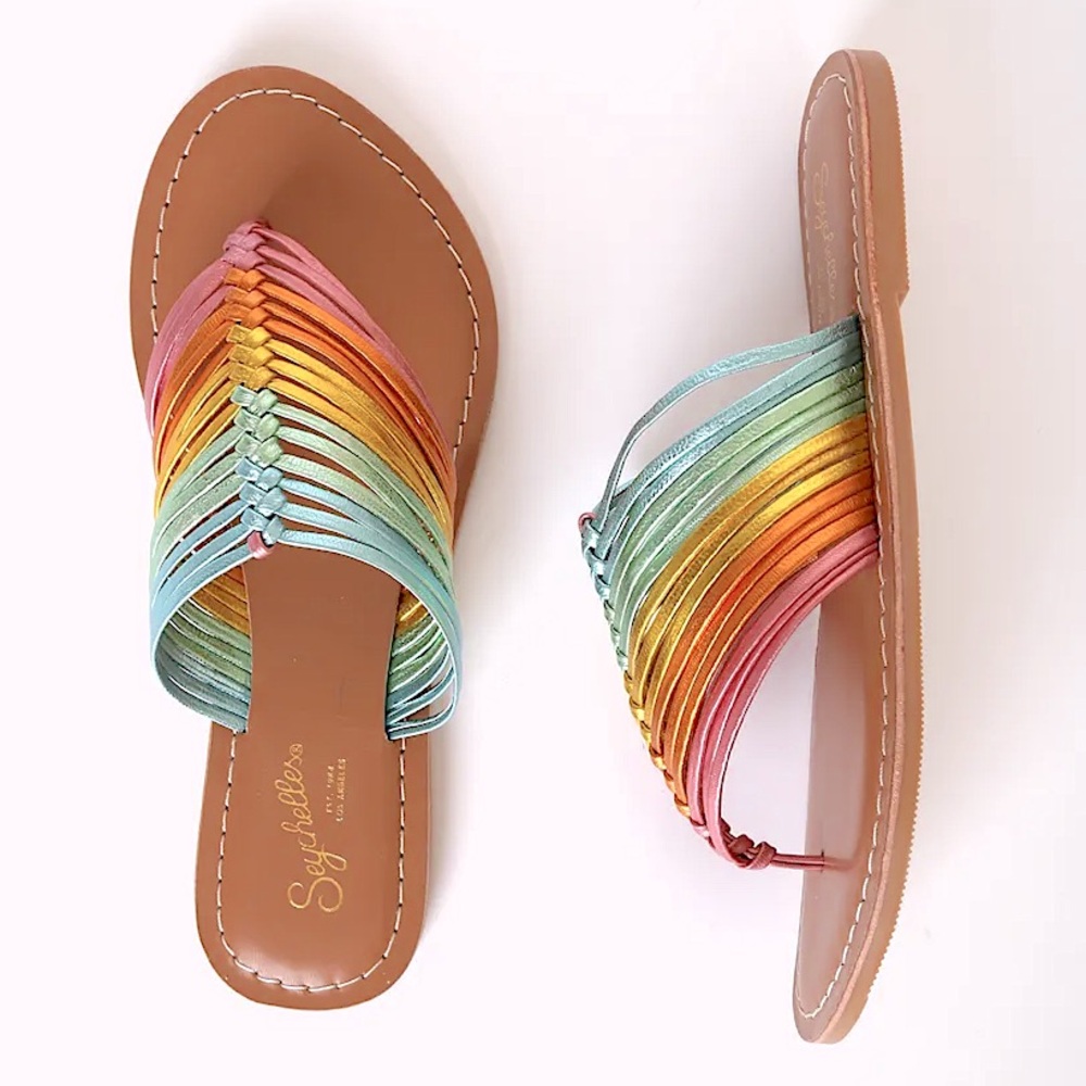 Seychelles Size 7.5 Metallic Leather Strappy Sandals